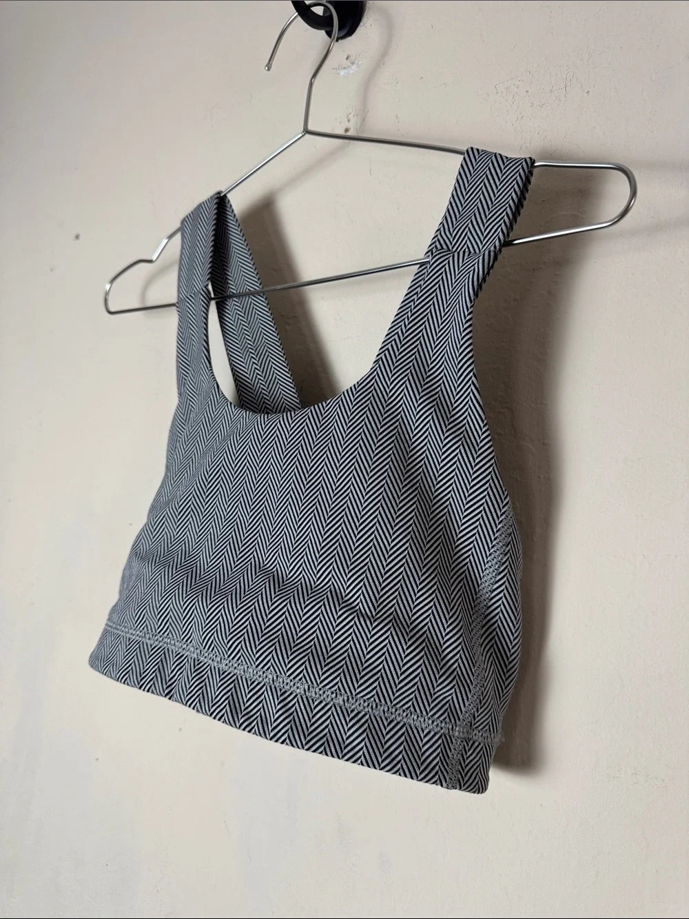Lululemon All Sport Bra Giant Herringbone Black Heathered Silver Spoon Size 10